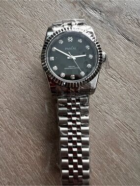 Pascal Silver  Watch with Green/Black Plaid Dial